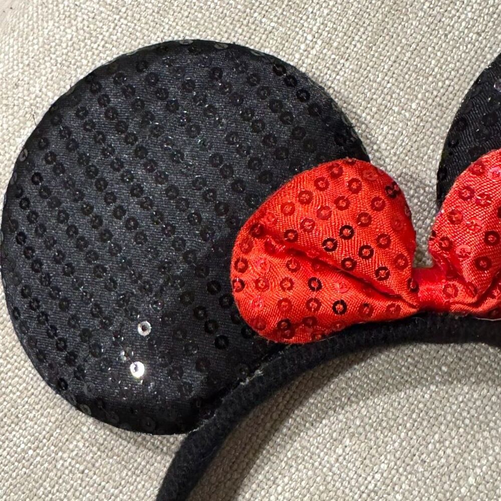 11 pk Minnie Mouse Ears Headband Red Sequin Bow Disney Birthday Party Costume